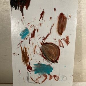 Original painting on canvas acrylic turquoise black chocolate on white ground